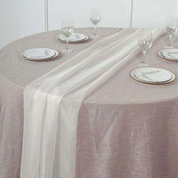 Chiffon & Cheesecloth Runners |  6ft Ivory Premium Chiffon Table Runner