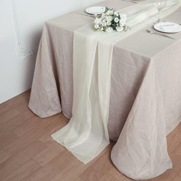 Chiffon & Cheesecloth Runners |  6ft Ivory Premium Chiffon Table Runner