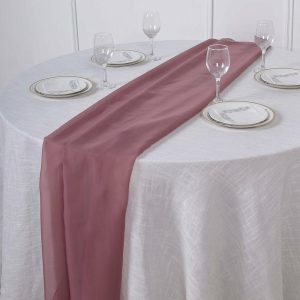 Chiffon & Cheesecloth Runners |  6ft Mauve Cinnamon Rose Premium Chiffon Table Runner