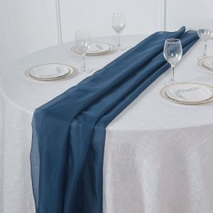 Chiffon & Cheesecloth Runners |  6ft Navy Blue Premium Chiffon Table Runner