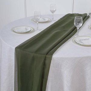 Chiffon & Cheesecloth Runners |  6ft Olive Green Premium Chiffon Table Runner