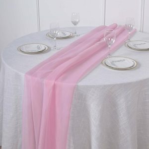 Chiffon & Cheesecloth Runners |  6ft Pink Premium Chiffon Table Runner