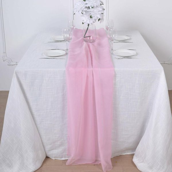 Chiffon & Cheesecloth Runners |  6ft Pink Premium Chiffon Table Runner