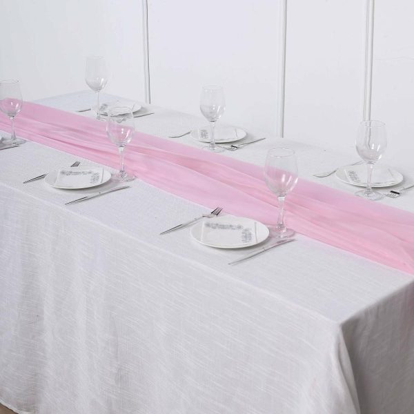 Chiffon & Cheesecloth Runners |  6ft Pink Premium Chiffon Table Runner