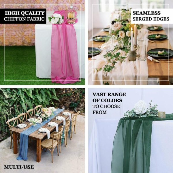 Chiffon & Cheesecloth Runners |  6ft Pink Premium Chiffon Table Runner