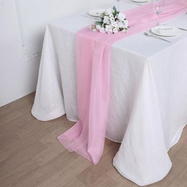 Chiffon & Cheesecloth Runners |  6ft Pink Premium Chiffon Table Runner