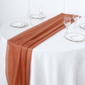 Chiffon & Cheesecloth Runners |  6ft Terracotta (Rust) Premium Chiffon Table Runner