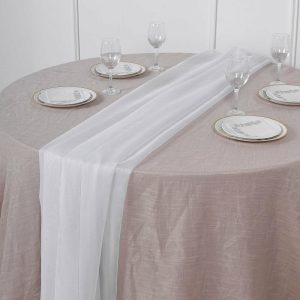 Chiffon & Cheesecloth Runners |  6ft White Premium Chiffon Table Runner