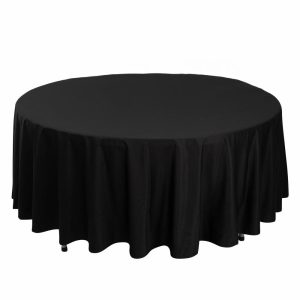 Commercial Grade Cotton & Polyester |  108″ Black Premium Scuba Round Tablecloth, Wrinkle Free Seamless Polyester Tablecloth