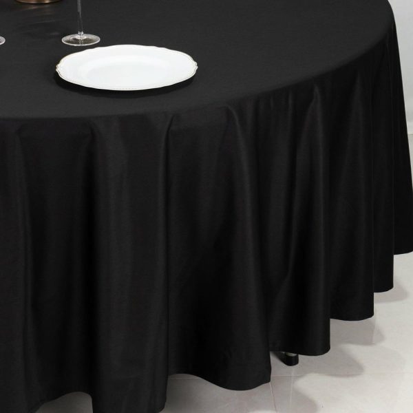 Commercial Grade Cotton & Polyester |  108″ Black Premium Scuba Round Tablecloth, Wrinkle Free Seamless Polyester Tablecloth