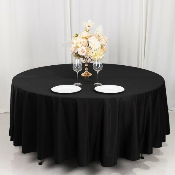 Commercial Grade Cotton & Polyester |  108″ Black Premium Scuba Round Tablecloth, Wrinkle Free Seamless Polyester Tablecloth