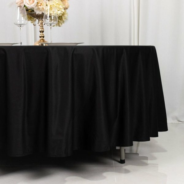 Commercial Grade Cotton & Polyester |  108″ Black Premium Scuba Round Tablecloth, Wrinkle Free Seamless Polyester Tablecloth