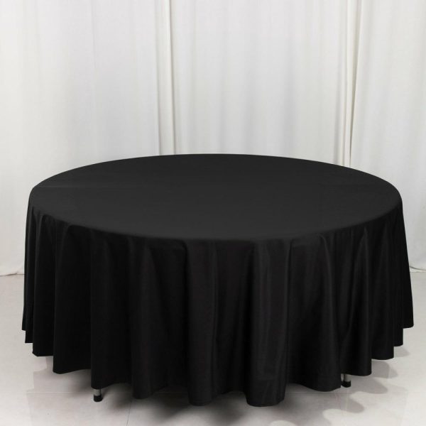 Commercial Grade Cotton & Polyester |  108″ Black Premium Scuba Round Tablecloth, Wrinkle Free Seamless Polyester Tablecloth