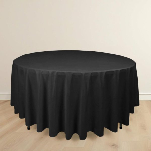 Commercial Grade Cotton & Polyester |  108″ Black Premium Scuba Round Tablecloth, Wrinkle Free Seamless Polyester Tablecloth