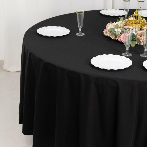 Commercial Grade Cotton & Polyester |  108″ Black Premium Scuba Round Tablecloth, Wrinkle Free Seamless Polyester Tablecloth