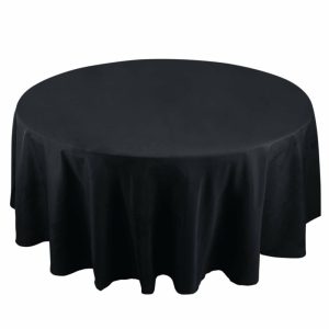 Commercial Grade Cotton & Polyester |  108″ Black Seamless Premium Polyester Round Tablecloth – 220GSM