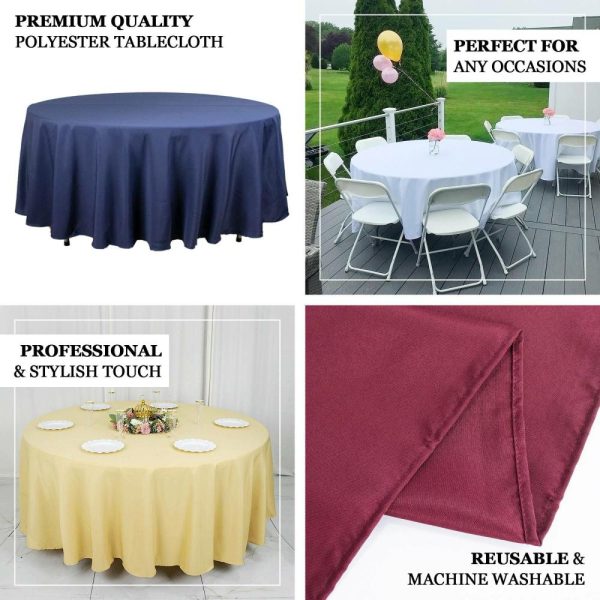 Commercial Grade Cotton & Polyester |  108″ Black Seamless Premium Polyester Round Tablecloth – 220GSM