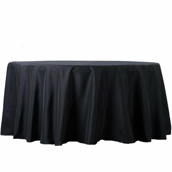 Commercial Grade Cotton & Polyester |  108″ Black Seamless Premium Polyester Round Tablecloth – 220GSM