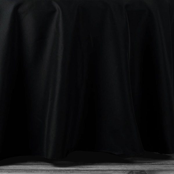 Commercial Grade Cotton & Polyester |  108″ Black Seamless Premium Polyester Round Tablecloth – 220GSM