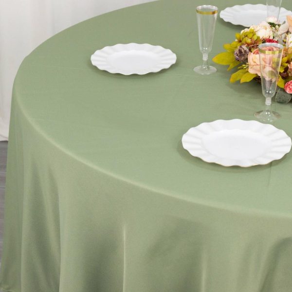 Commercial Grade Cotton & Polyester |  108″ Dusty Sage Green Seamless Premium Polyester Round Tablecloth – 220GSM