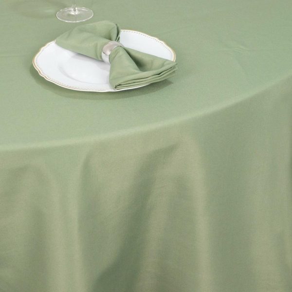 Commercial Grade Cotton & Polyester |  108″ Dusty Sage Green Seamless Premium Polyester Round Tablecloth – 220GSM