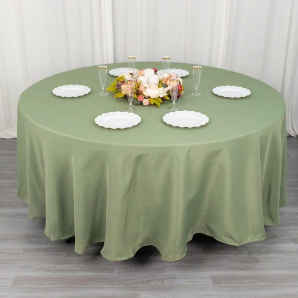 Commercial Grade Cotton & Polyester |  108″ Dusty Sage Green Seamless Premium Polyester Round Tablecloth – 220GSM