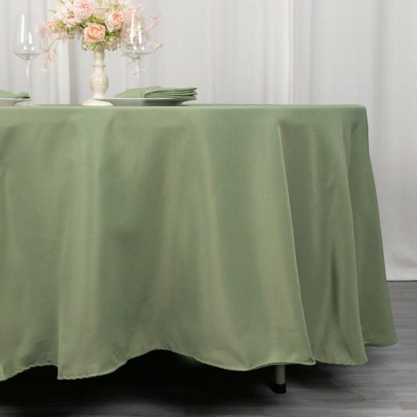 Commercial Grade Cotton & Polyester |  108″ Dusty Sage Green Seamless Premium Polyester Round Tablecloth – 220GSM