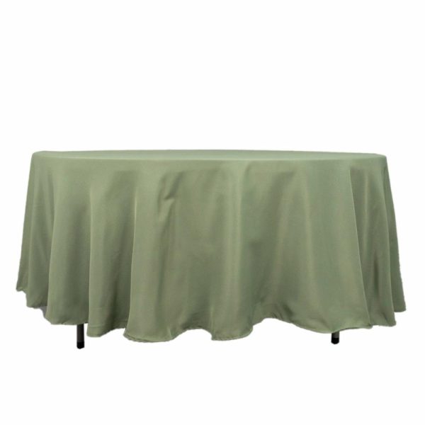 Commercial Grade Cotton & Polyester |  108″ Dusty Sage Green Seamless Premium Polyester Round Tablecloth – 220GSM