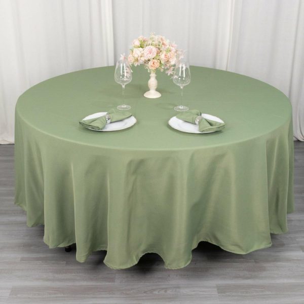 Commercial Grade Cotton & Polyester |  108″ Dusty Sage Green Seamless Premium Polyester Round Tablecloth – 220GSM