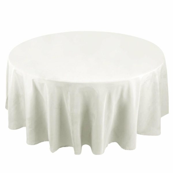 Commercial Grade Cotton & Polyester |  108″ Ivory Seamless Premium Polyester Round Tablecloth – 220GSM