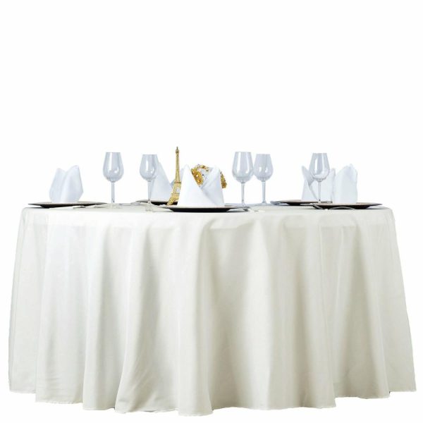 Commercial Grade Cotton & Polyester |  108″ Ivory Seamless Premium Polyester Round Tablecloth – 220GSM