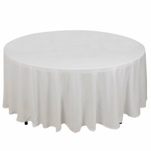 Commercial Grade Cotton & Polyester |  108″ White Round 100% Cotton Linen Seamless Tablecloth Washable