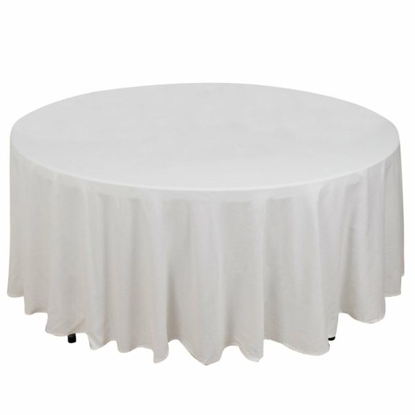 Commercial Grade Cotton & Polyester |  108″ White Round 100% Cotton Linen Seamless Tablecloth Washable