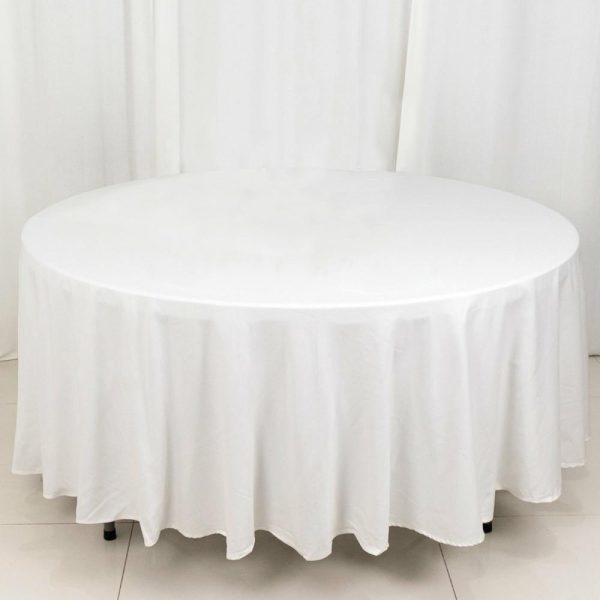 Commercial Grade Cotton & Polyester |  108″ White Round 100% Cotton Linen Seamless Tablecloth Washable