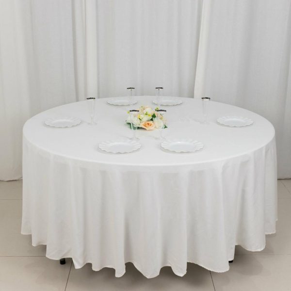 Commercial Grade Cotton & Polyester |  108″ White Round 100% Cotton Linen Seamless Tablecloth Washable