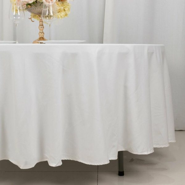 Commercial Grade Cotton & Polyester |  108″ White Round 100% Cotton Linen Seamless Tablecloth Washable