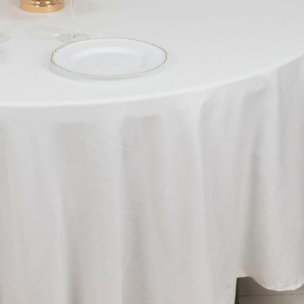 Commercial Grade Cotton & Polyester |  108″ White Round 100% Cotton Linen Seamless Tablecloth Washable