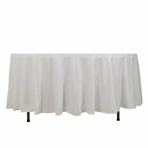 Commercial Grade Cotton & Polyester |  108″ White Round 100% Cotton Linen Seamless Tablecloth Washable