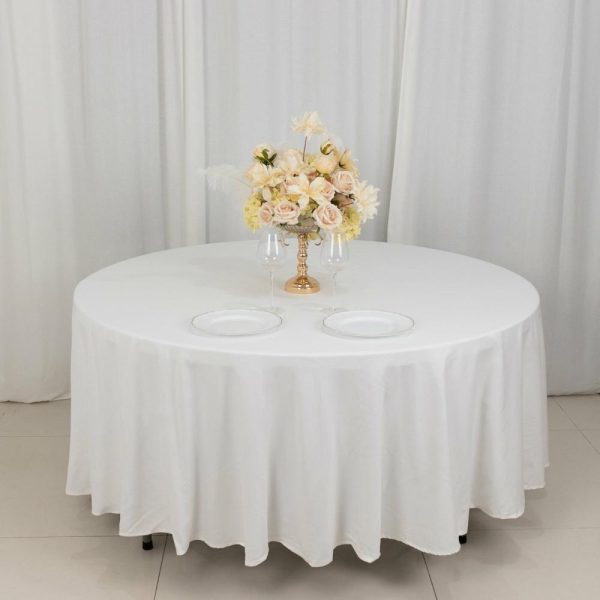 Commercial Grade Cotton & Polyester |  108″ White Round 100% Cotton Linen Seamless Tablecloth Washable