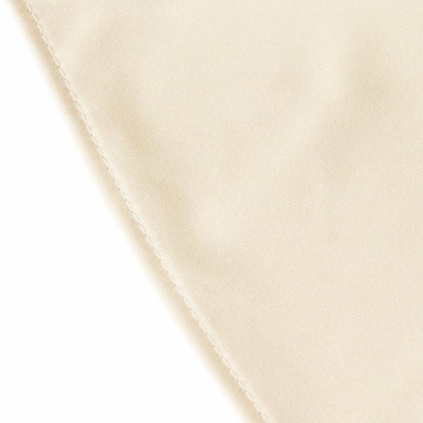 Commercial Grade Cotton & Polyester |  120″ Beige Premium Scuba Wrinkle Free Round Tablecloth, Seamless Scuba Polyester Tablecloth for 5 Foot Table With Floor-Length Drop