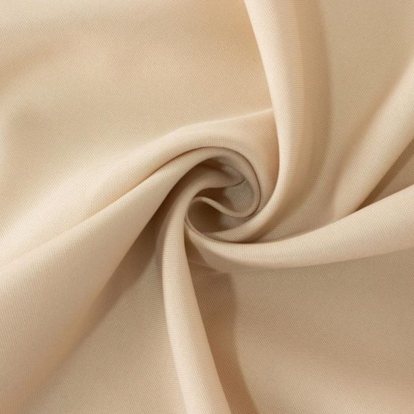 Commercial Grade Cotton & Polyester |  120″ Beige Seamless Premium Polyester Round Tablecloth – 220GSM for 5 Foot Table With Floor-Length Drop