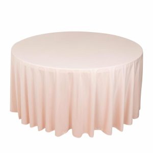 Commercial Grade Cotton & Polyester |  120″ Blush Premium Scuba Wrinkle Free Round Tablecloth, Seamless Scuba Polyester Tablecloth for 5 Foot Table With Floor-Length Drop