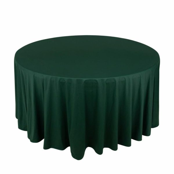 Commercial Grade Cotton & Polyester |  120″ Hunter Emerald Green Premium Scuba Wrinkle Free Round Tablecloth, Seamless Scuba Polyester Tablecloth for 5 Foot Table With Floor-Length Drop