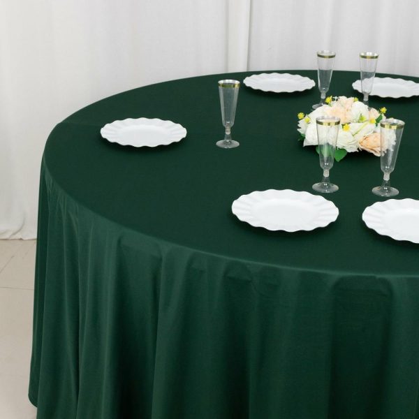 Commercial Grade Cotton & Polyester |  120″ Hunter Emerald Green Premium Scuba Wrinkle Free Round Tablecloth, Seamless Scuba Polyester Tablecloth for 5 Foot Table With Floor-Length Drop