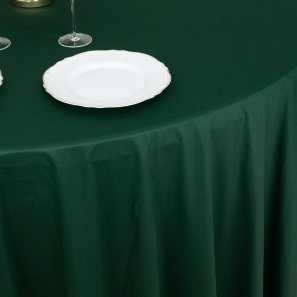 Commercial Grade Cotton & Polyester |  120″ Hunter Emerald Green Premium Scuba Wrinkle Free Round Tablecloth, Seamless Scuba Polyester Tablecloth for 5 Foot Table With Floor-Length Drop