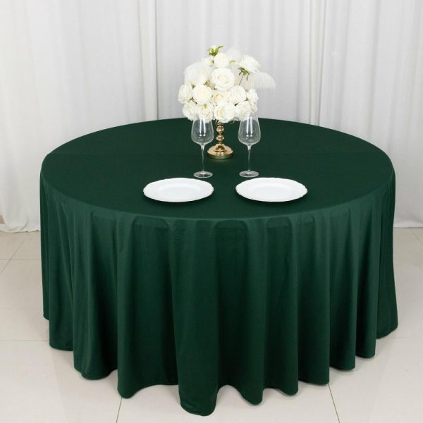 Commercial Grade Cotton & Polyester |  120″ Hunter Emerald Green Premium Scuba Wrinkle Free Round Tablecloth, Seamless Scuba Polyester Tablecloth for 5 Foot Table With Floor-Length Drop