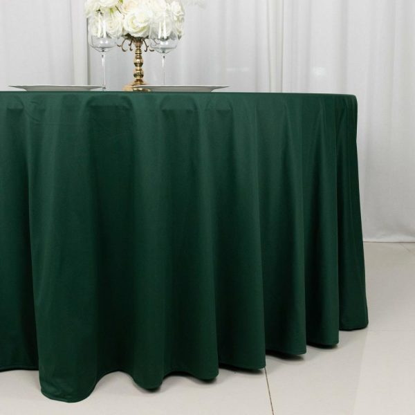 Commercial Grade Cotton & Polyester |  120″ Hunter Emerald Green Premium Scuba Wrinkle Free Round Tablecloth, Seamless Scuba Polyester Tablecloth for 5 Foot Table With Floor-Length Drop