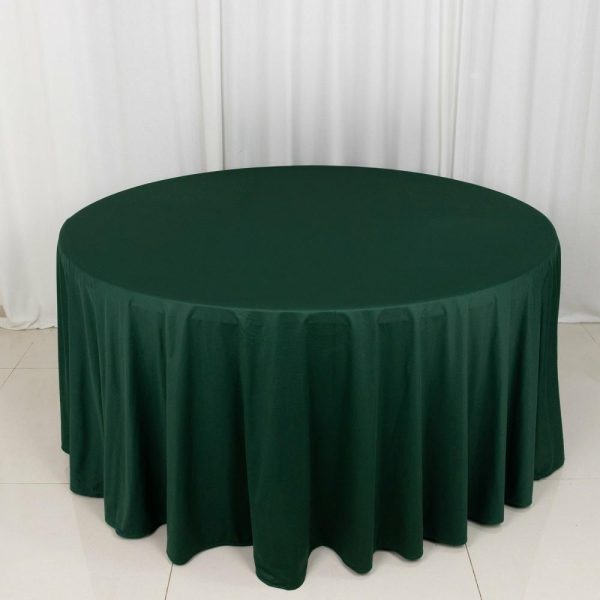 Commercial Grade Cotton & Polyester |  120″ Hunter Emerald Green Premium Scuba Wrinkle Free Round Tablecloth, Seamless Scuba Polyester Tablecloth for 5 Foot Table With Floor-Length Drop