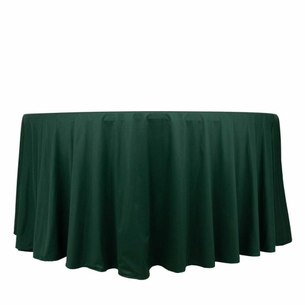 Commercial Grade Cotton & Polyester |  120″ Hunter Emerald Green Premium Scuba Wrinkle Free Round Tablecloth, Seamless Scuba Polyester Tablecloth for 5 Foot Table With Floor-Length Drop