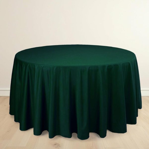 Commercial Grade Cotton & Polyester |  120″ Hunter Emerald Green Premium Scuba Wrinkle Free Round Tablecloth, Seamless Scuba Polyester Tablecloth for 5 Foot Table With Floor-Length Drop